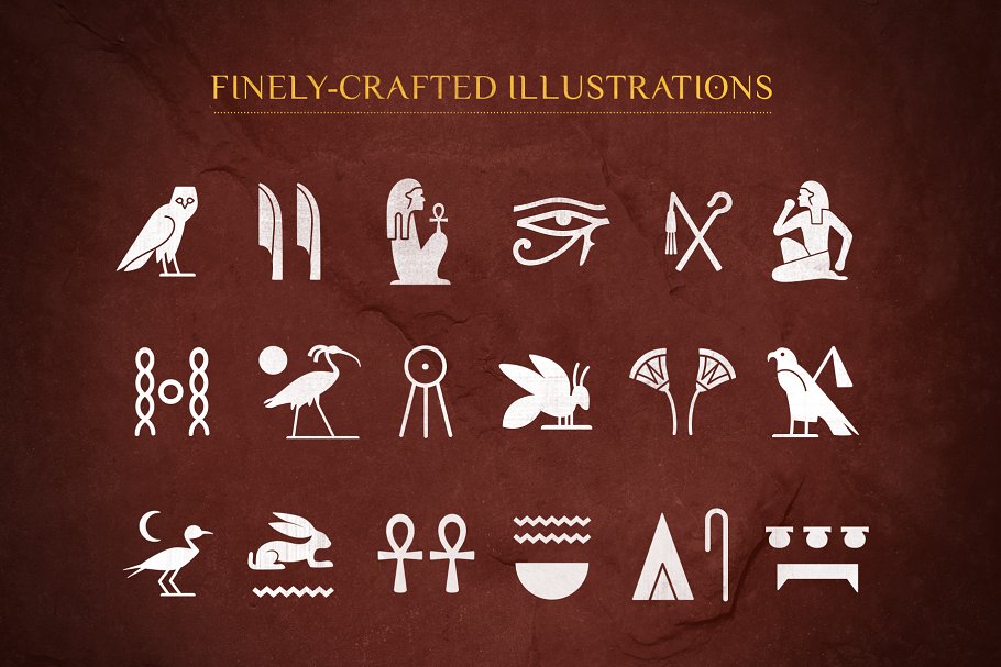 埃及象形文字矢量集 Egyptian Hieroglyphs Vector Set插图(3)