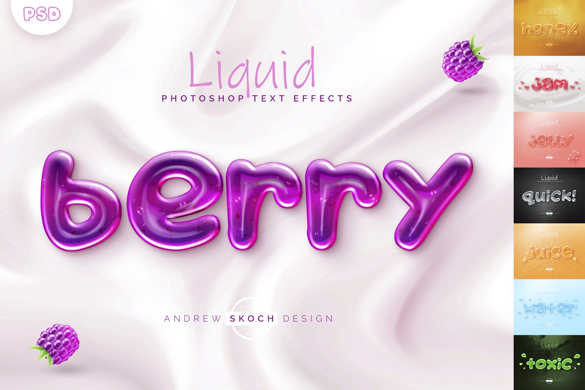 美味透明果冻液体字体样式PSD分层模板 Liquid Tasty Text Effects插图