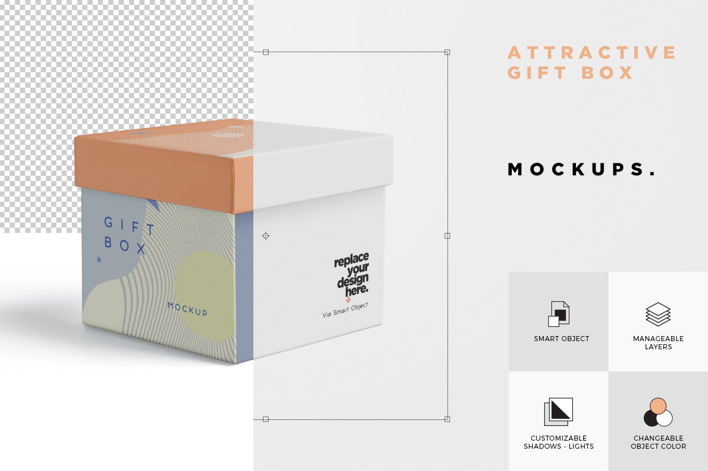 礼品定制包装盒外观设计效果图预览样机 5 Attractive Gift Box Mockups插图(6)