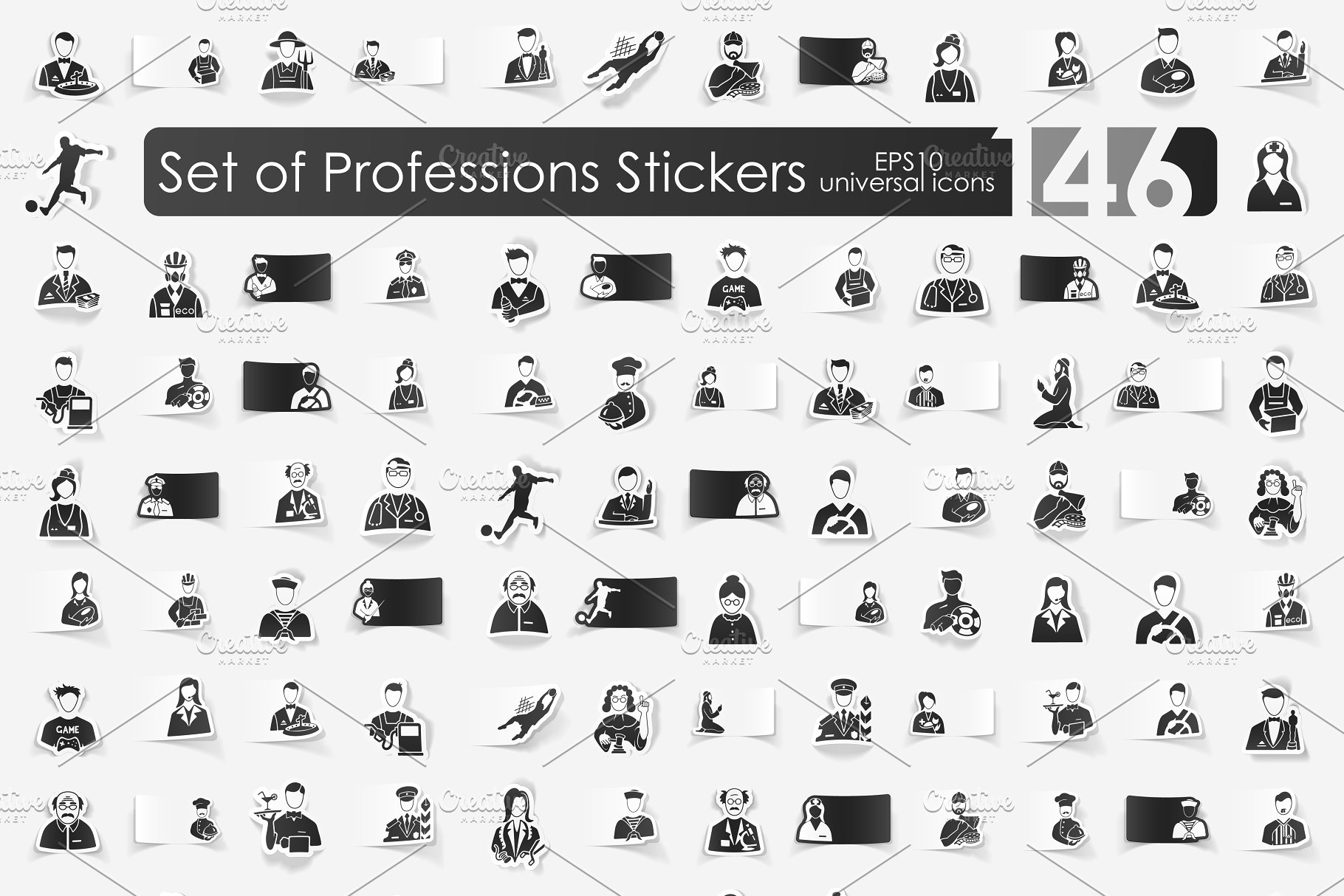 各行各业职业人物肖像icon图标下载 Set of professions icons插图(3)