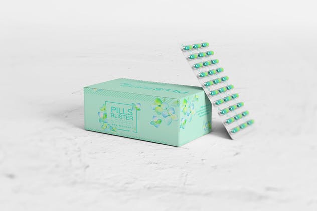 胶囊药物纸盒包装样机 Pills Blister/ Paper Box Mockup插图(5)