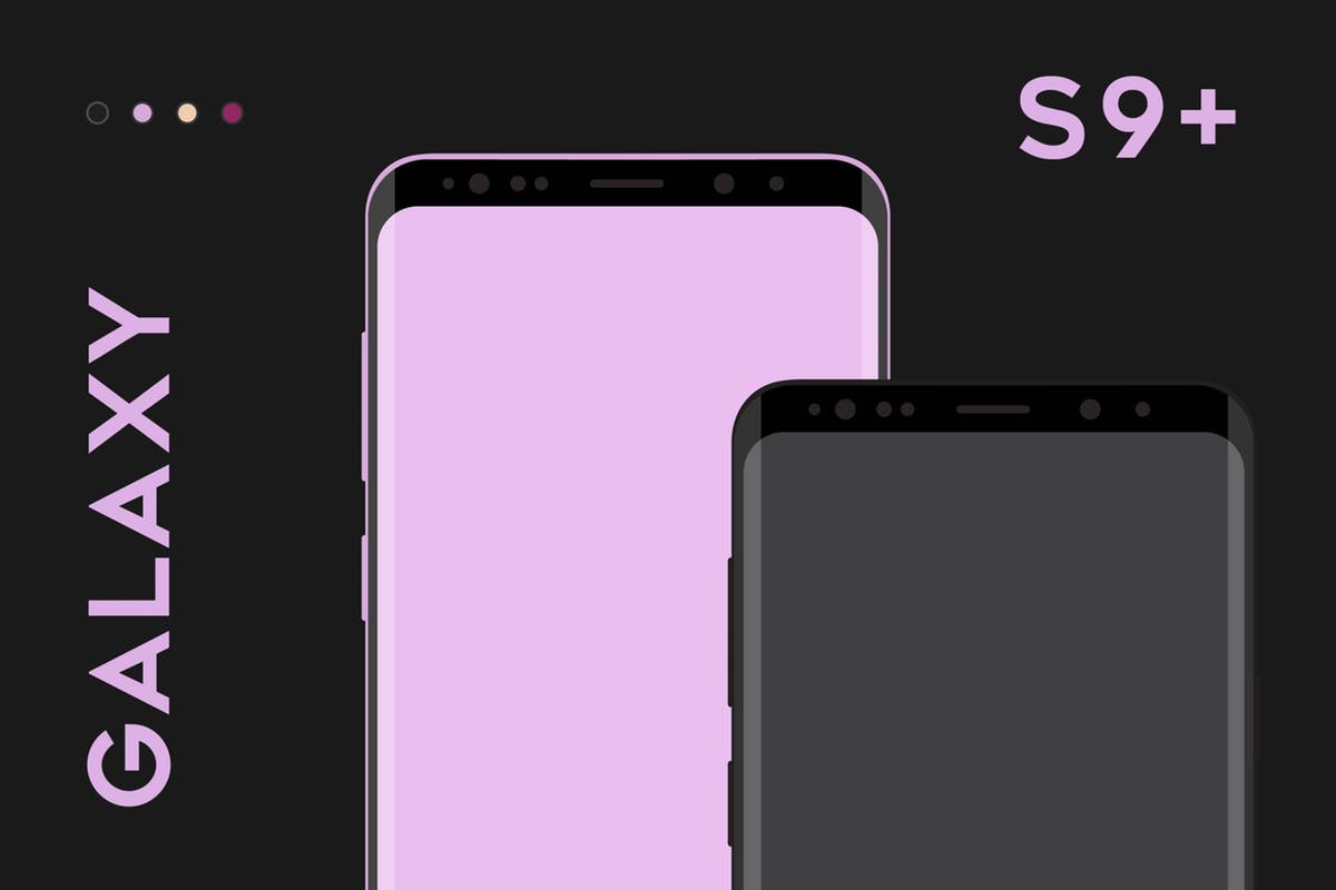 三星智能手机S9+样机模板 Samsung Galaxy S9 Plus vector mockup插图