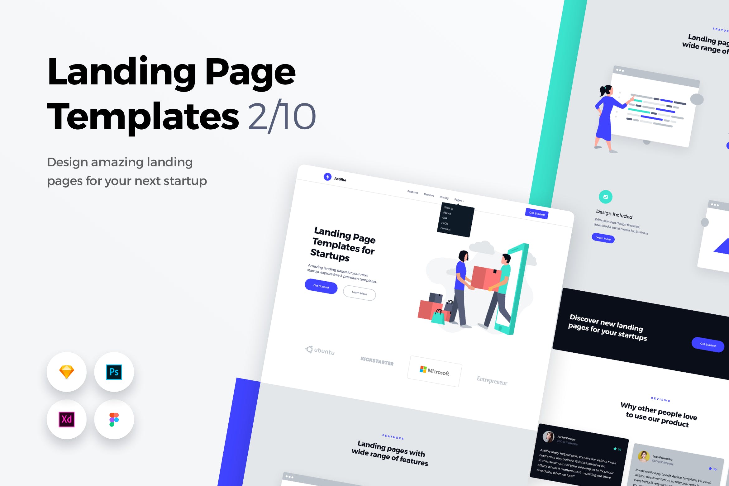 创意网站着陆页UI设计模板套装v2 Landing Page Templates – Web UI Kit – 2插图