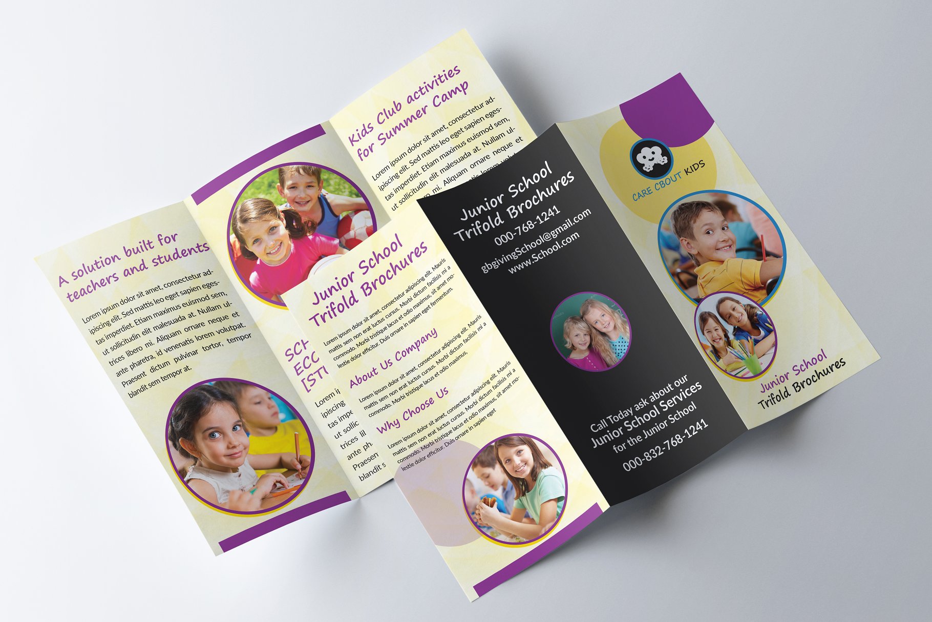 初中学校生活主题折页小册子模板 Junior School Trifold Brochures插图(3)