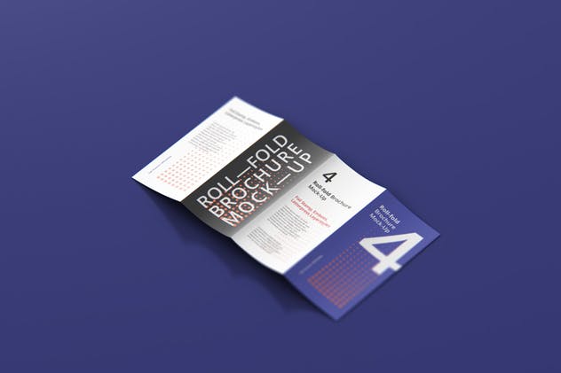 四折页迷你DL传单小册子样机模板 Roll-Fold Brochure Mockup – DL DIN Lang插图(6)