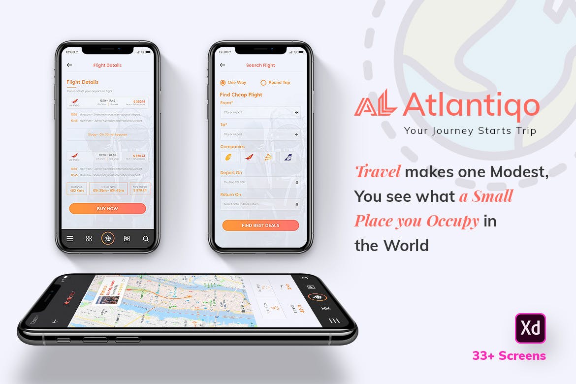 旅游航班预订APP应用UI设计套件for XD Atlantigo-Travel & Flight Booking MobileApp (XD)插图(2)