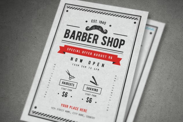 理发店美发店广告海报传单模板 Barber Shop Flyer插图(2)