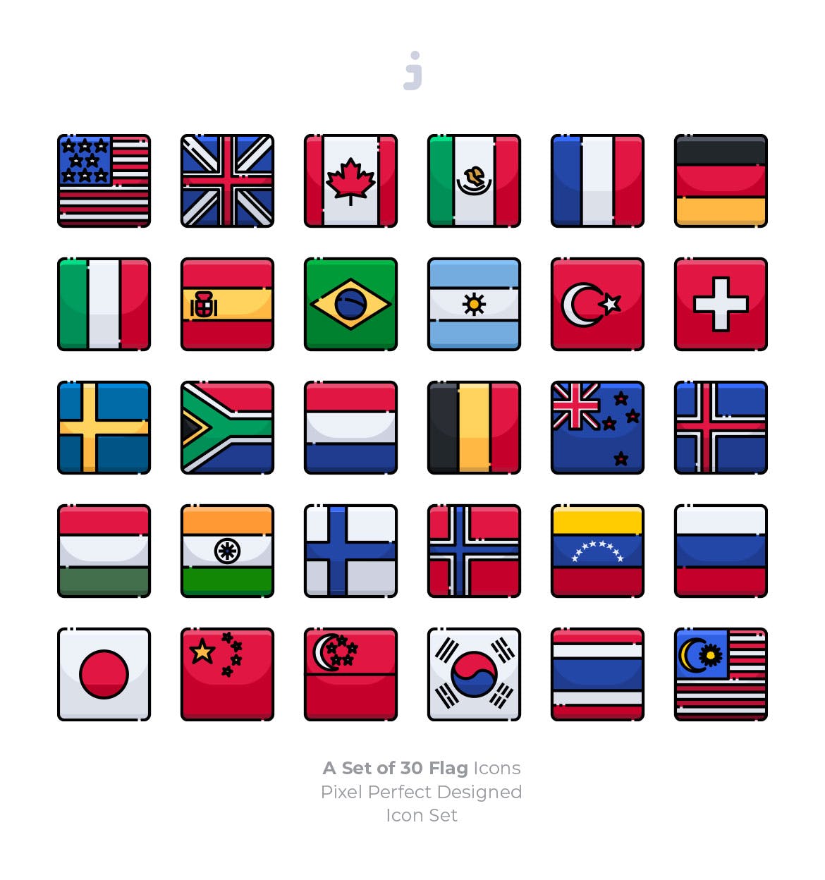 30枚国家国旗矢量图标 30 Country Flag Icons插图(1)