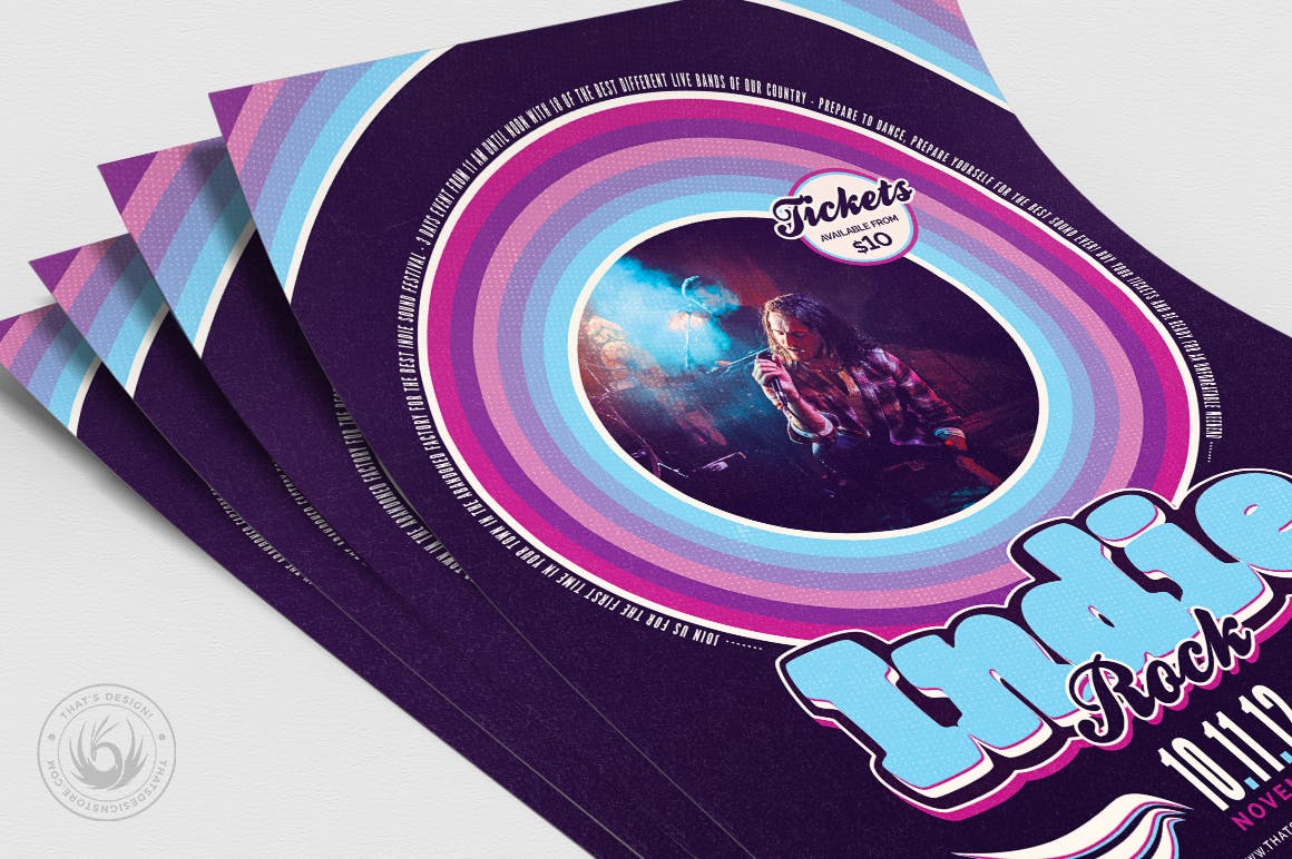 独立摇滚音乐盛会活动海报传单模板v5 Indie Rock Flyer Template V5插图(4)