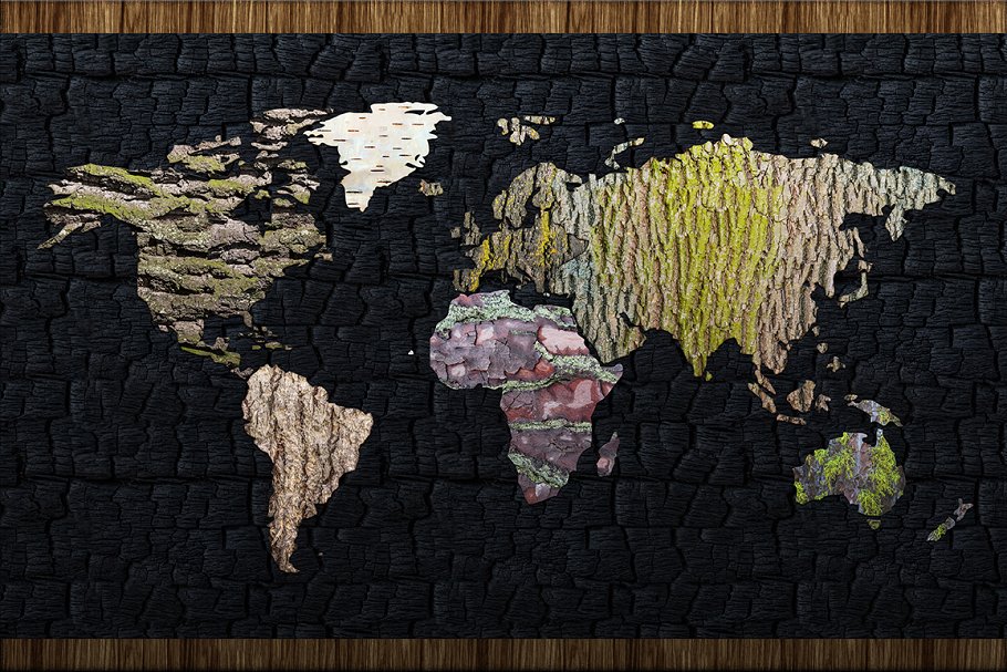 木纹创意世界地图设计图形素材 Wood Texture World Maps插图(3)