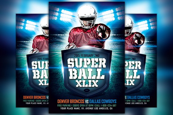 超级球类游戏XLIX传单模板 Super Ball Game XLIX Flyer Template插图