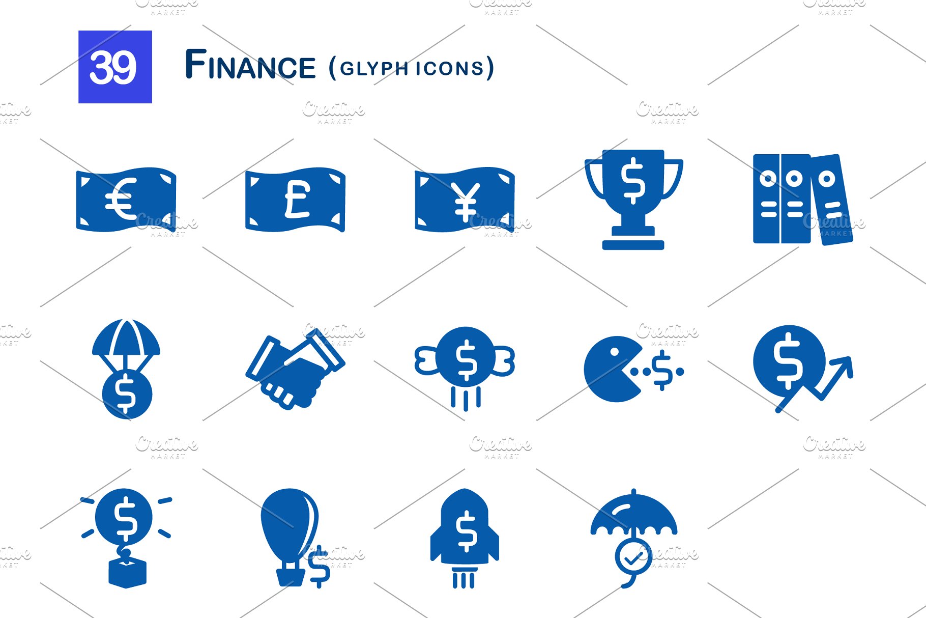 39个金融象形图标 39 Finance Glyph Icons插图(2)