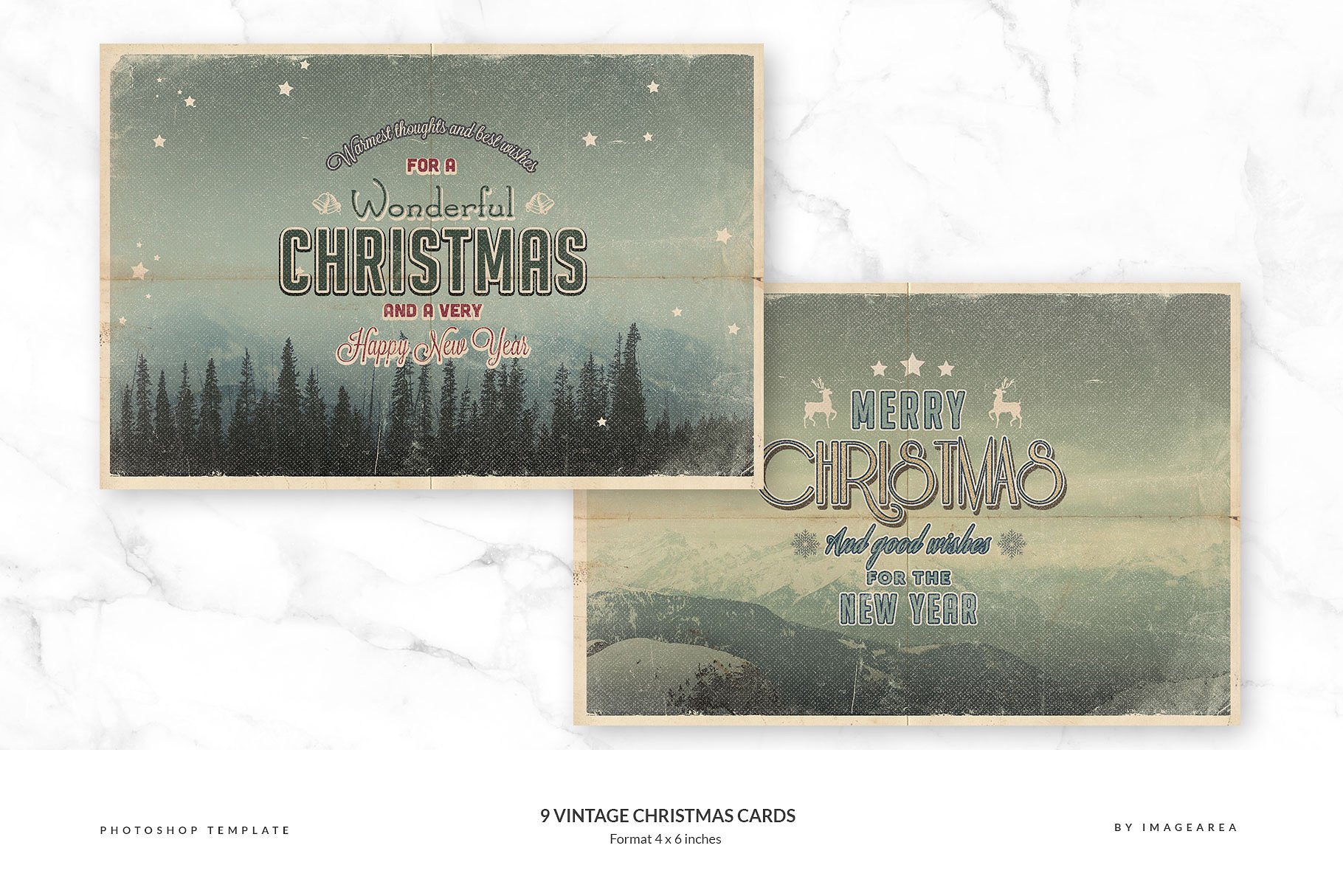 9款复古怀旧风格圣诞贺卡模板 9 Vintage Christmas Cards插图(1)