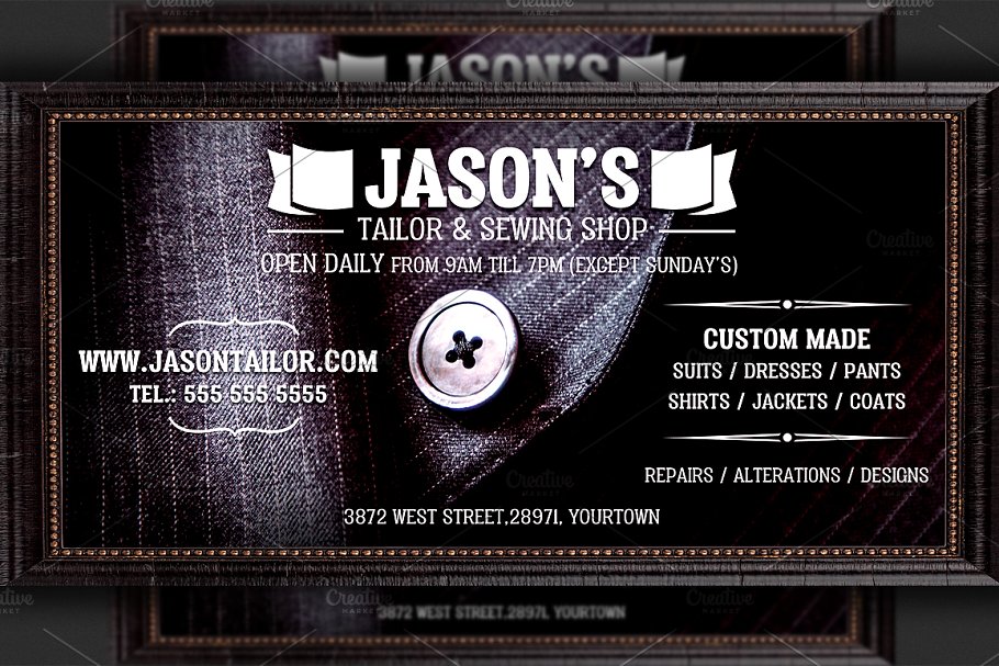 服装定制裁缝店传单模板 Tailor Shop Flyer Template插图(1)