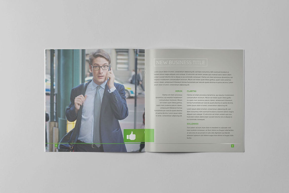 企业宣传精装画册版式设计INDD模板下载 Light Business Square Brochure插图(6)