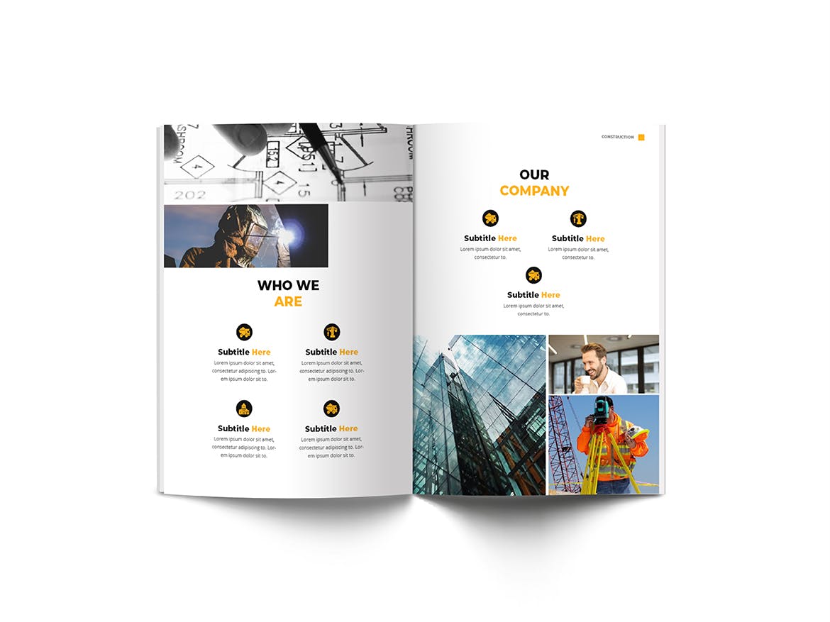 建筑公司/建筑师团队宣传画册设计模板 Construction A4 Brochure Template插图(7)