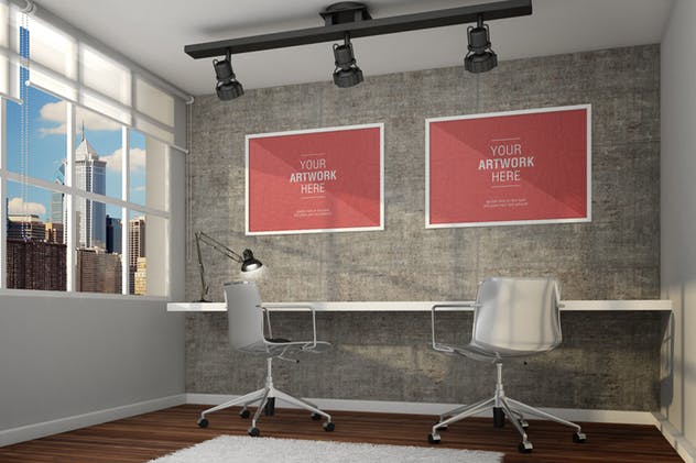 企业文化宣传企业办公场所画框样机 Design Office MockUp插图(9)