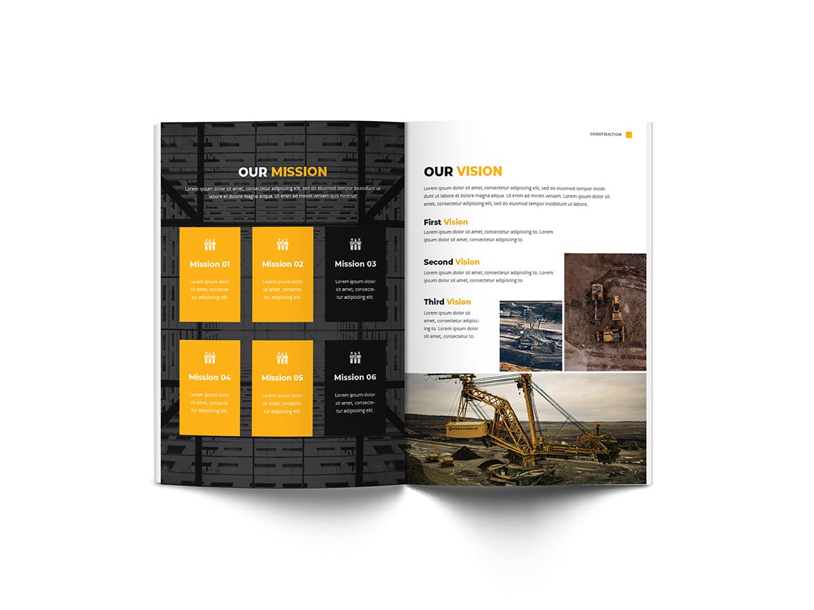 建筑公司/建筑师团队宣传画册设计模板 Construction A4 Brochure Template插图(6)