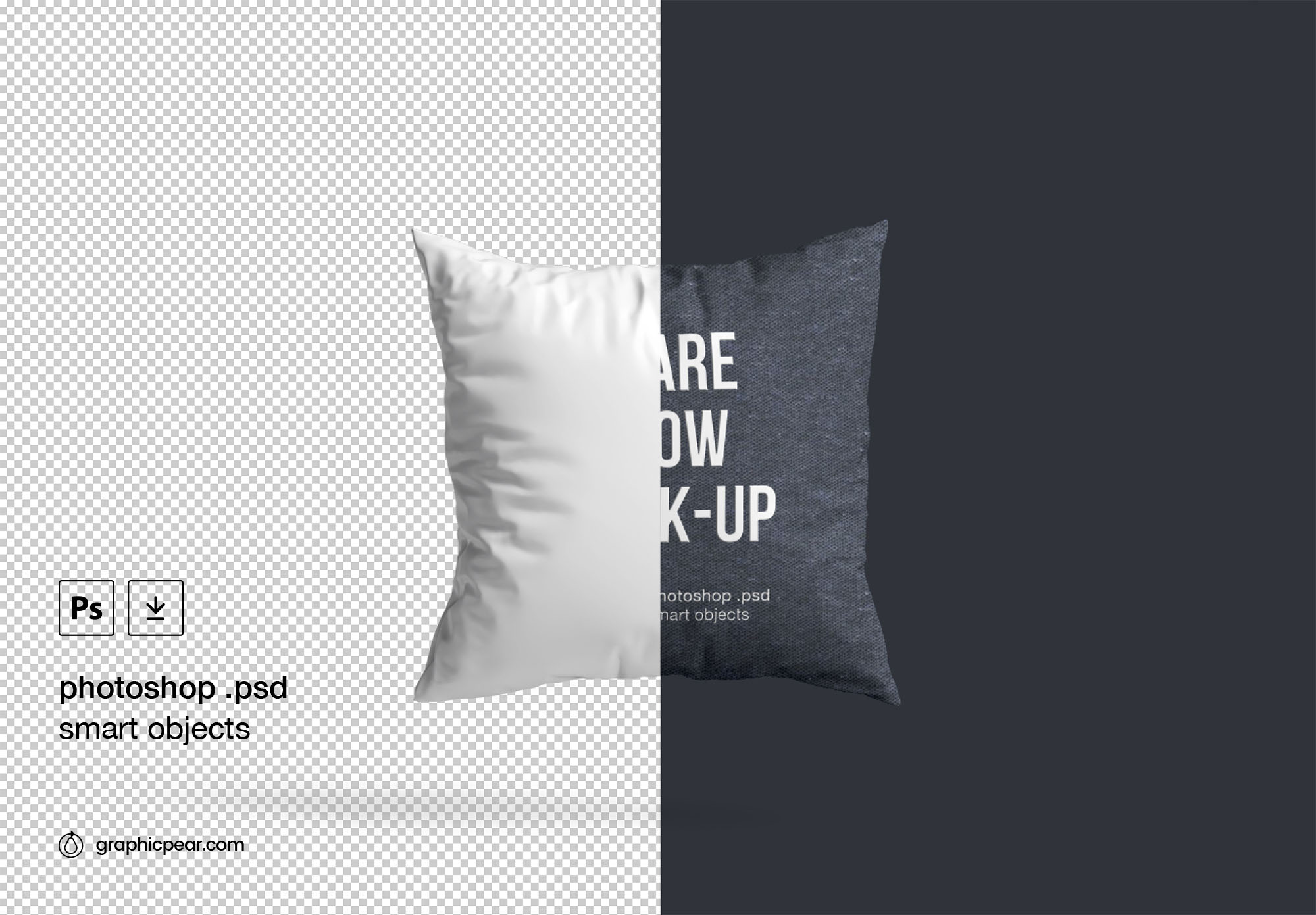 方形枕头抱枕外观设计样机模板 Square Pillow Mockup插图(3)