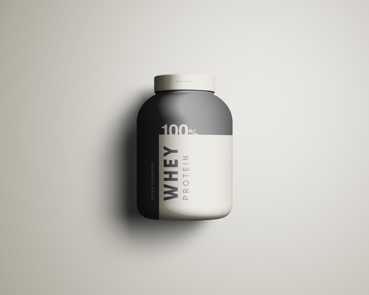 乳清蛋白/蛋白粉塑料罐外观设计样机模板 Whey Protein Jar Mockup插图