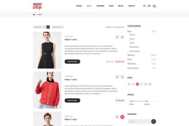 高端大气时尚品牌服装电商外贸网站设计PSD模板 Prosto Shop – E-Commerce PSD Kit插图(4)