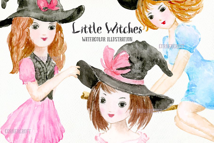 水彩小女巫设计套装 Watercolor Little Witch Design Kit插图(5)