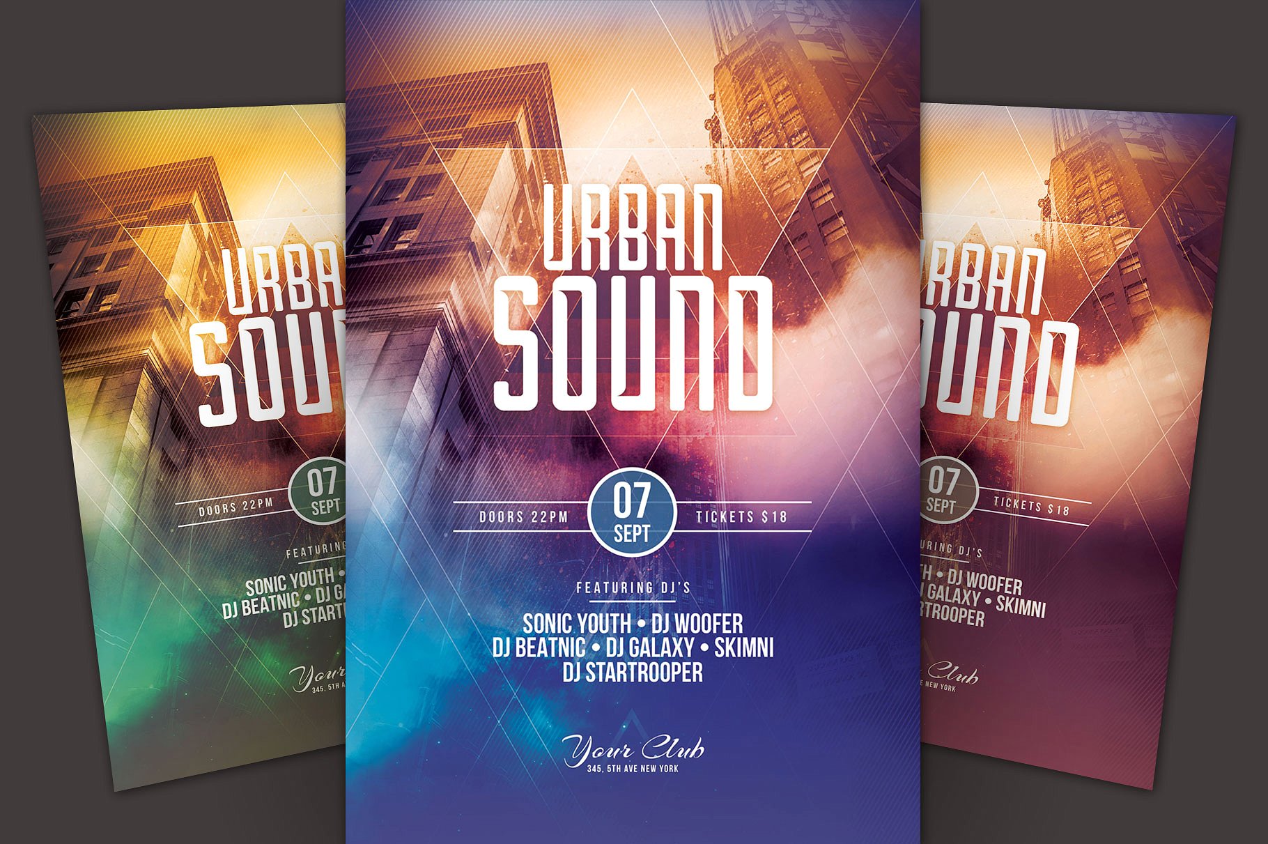 城市声音音乐会活动传单模板 Urban Sound Flyer Template插图