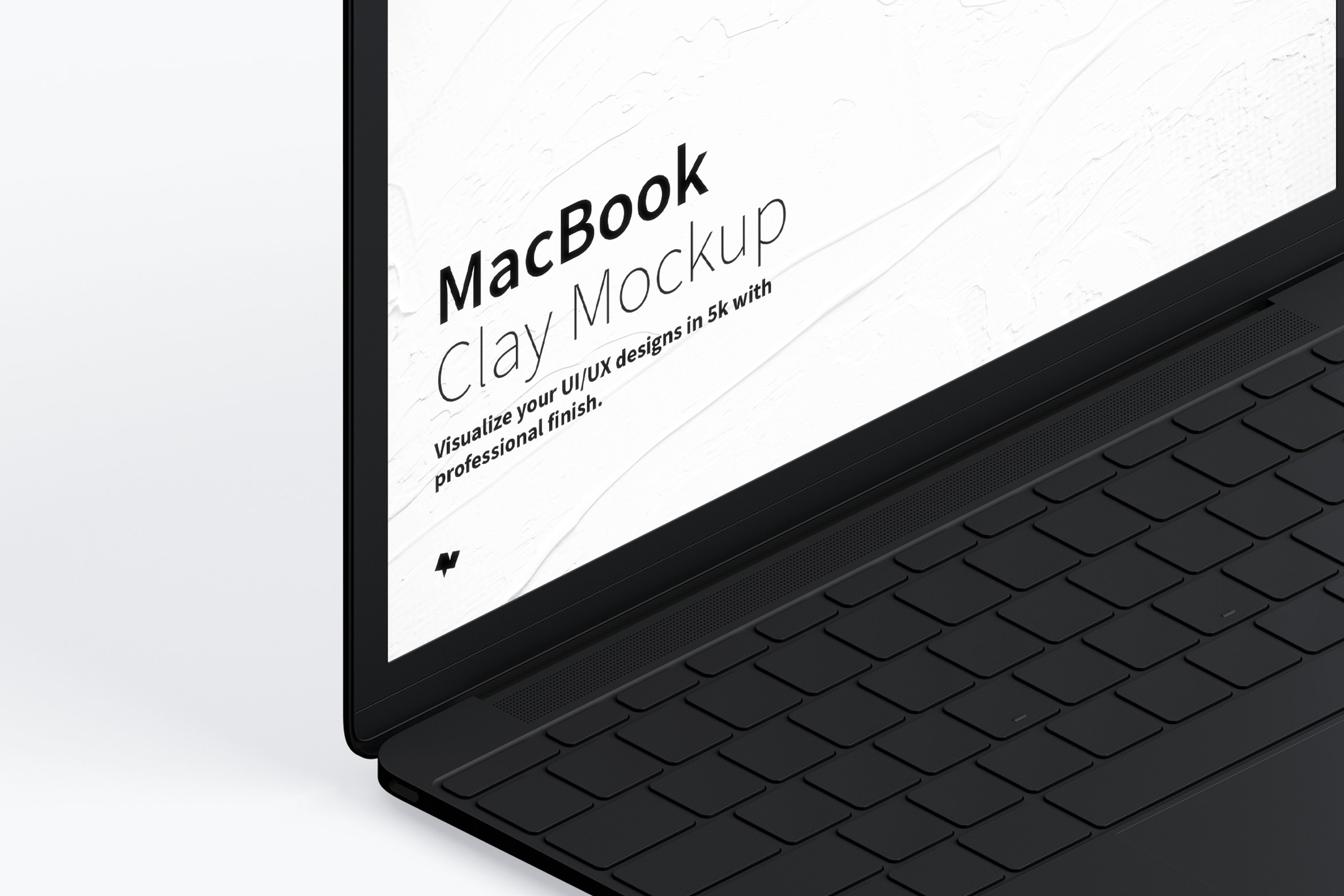 MacBook超极本屏幕演示效果左视图样机 Clay MacBook Mockup, Isometric Left View插图(2)