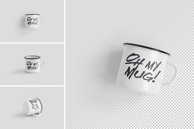 3D立体高分辨率珐琅马克杯样机 Enamel Mug Mockups Pack插图(6)