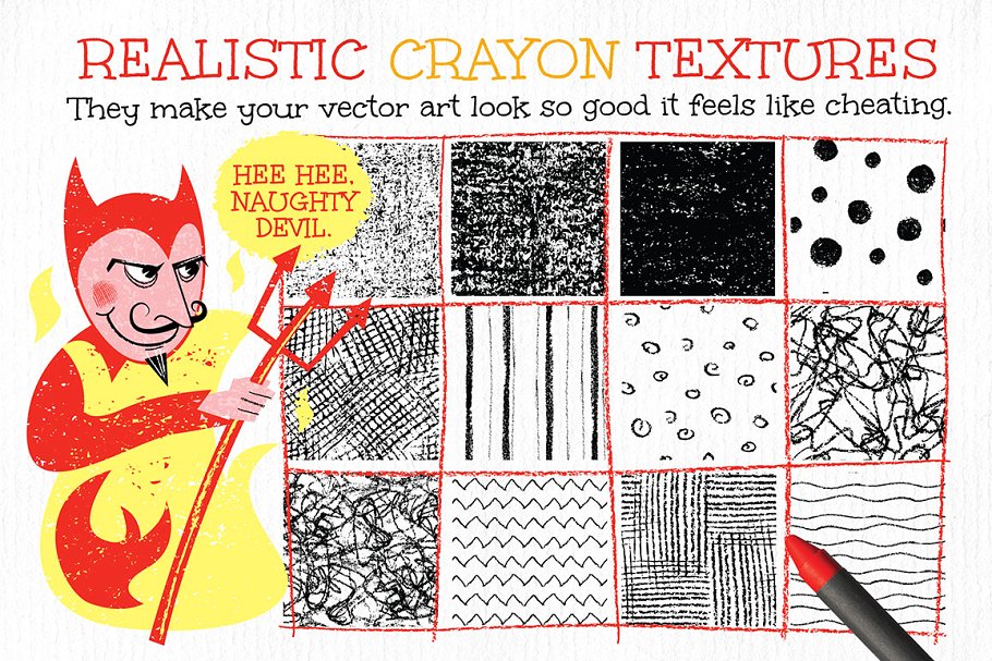 蜡笔纹理和设计元素 Crayon Textures and Design Elements插图(3)