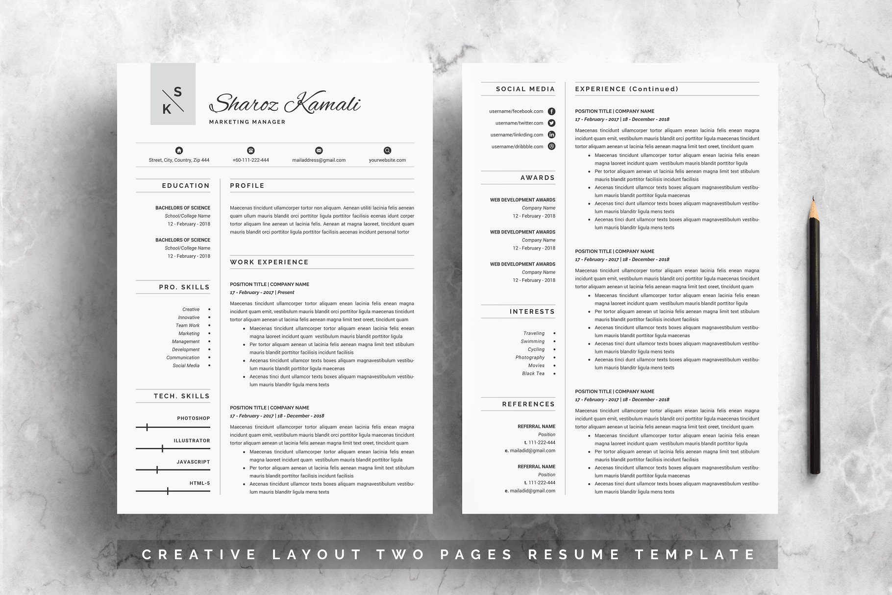 专业简历模板 Resume Template | 4 Pages Pack插图(1)