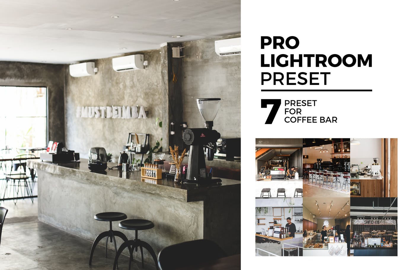 咖啡店主题摄影调色滤镜LR预设下载 7 Lightroom Preset for Coffee Bar插图