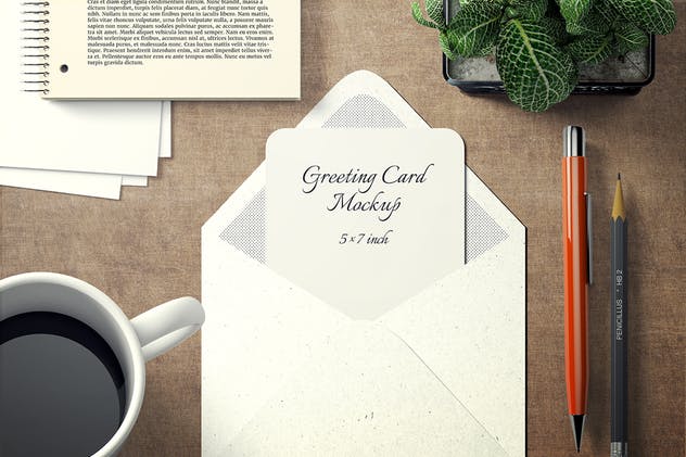 圆角贺卡卡片样机模板 7×5 Rounded Corners Greeting Card Mockup Set 1插图(2)