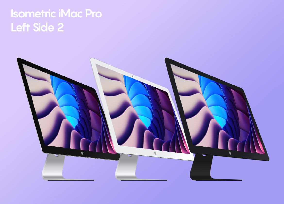 iMac一体机网站设计效果图预览样机素材v1 Isometric iMac Pro Mockup插图(2)