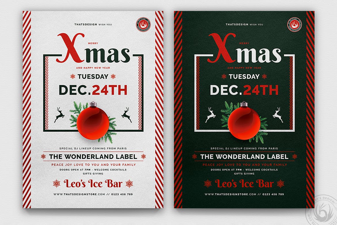圣诞节平安夜活动主题海报传单设计模板v12 Christmas Eve Flyer Template V12插图
