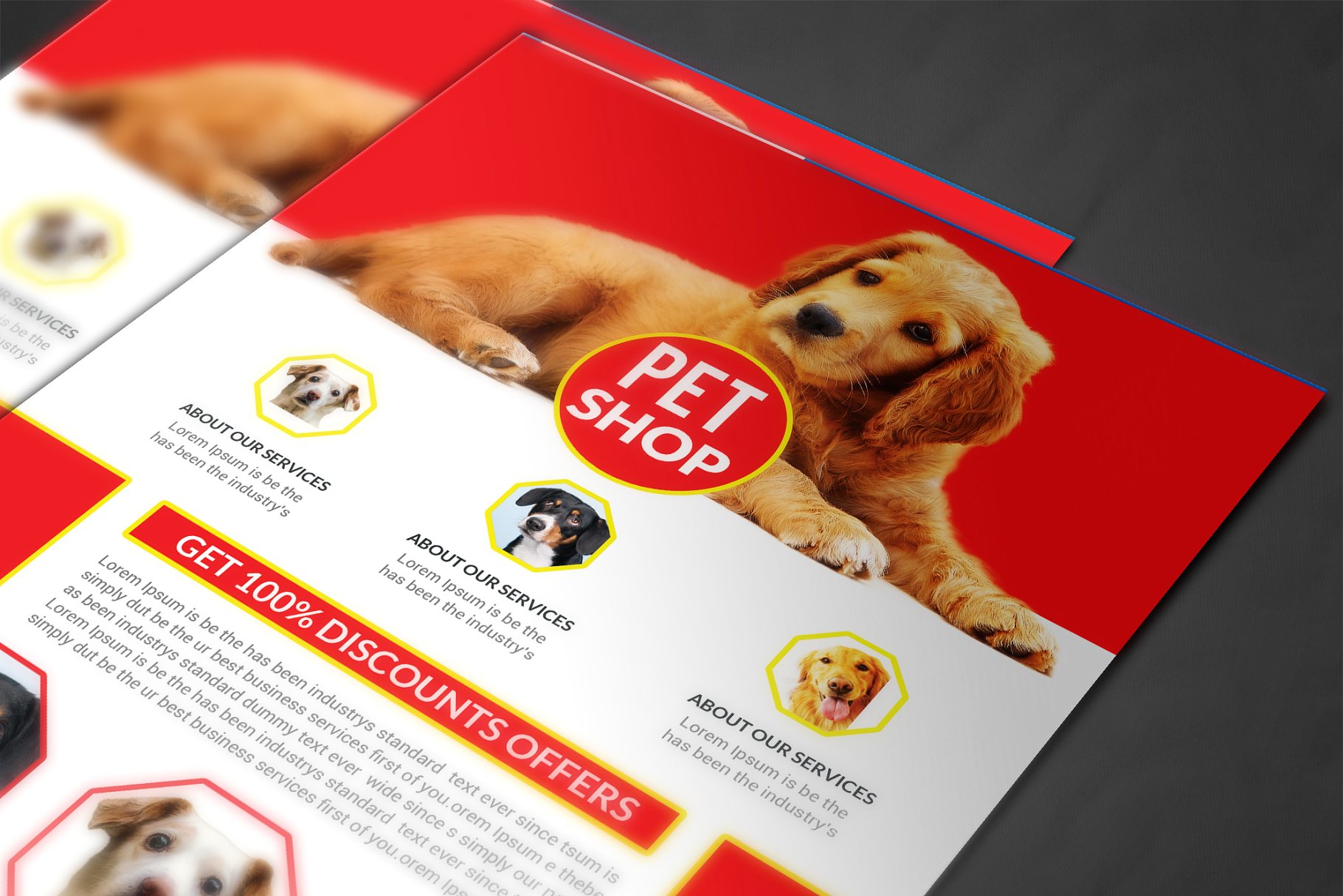宠物店海报宣传单页设计模板 Pet Shop Flyer插图(3)