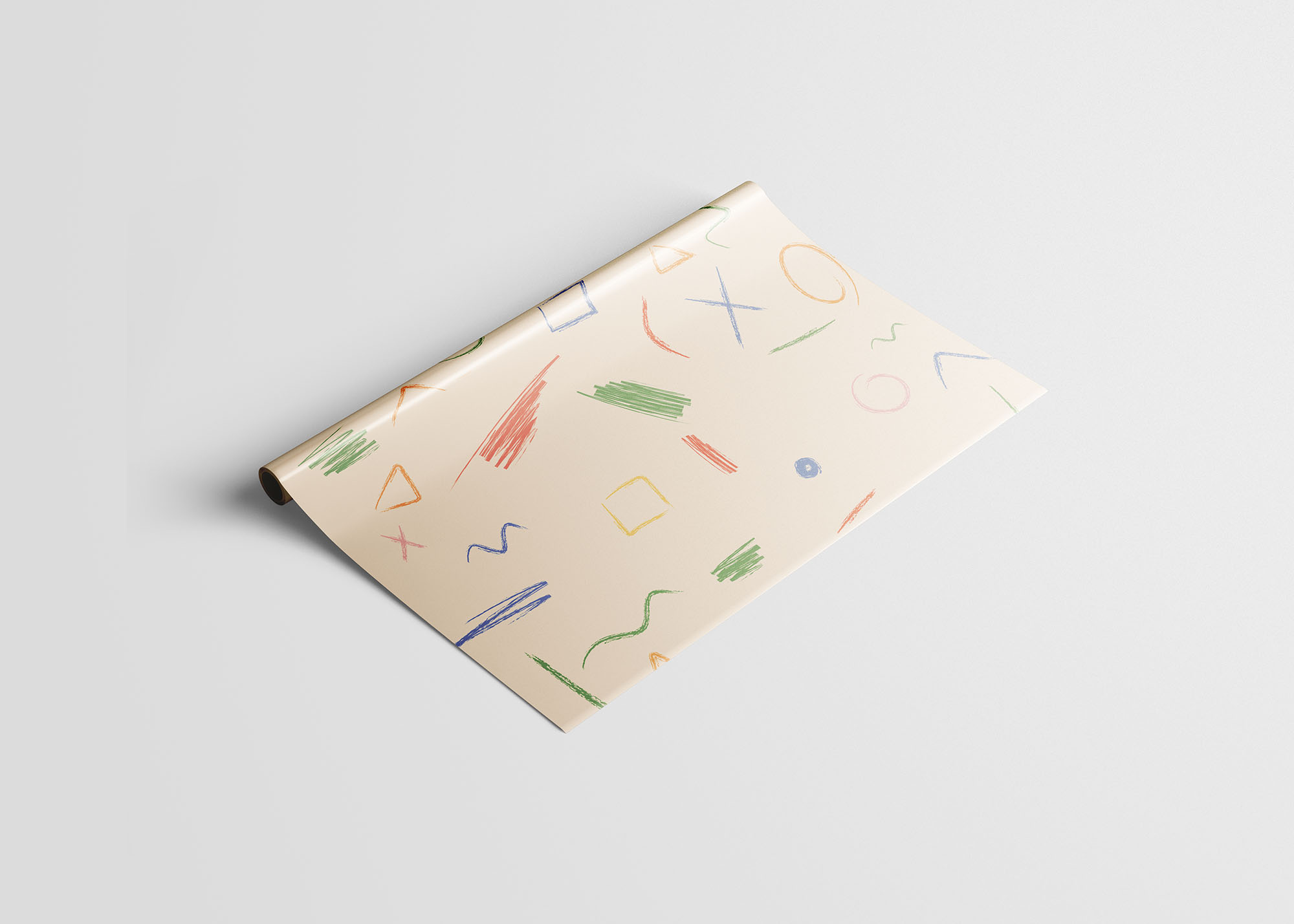 包装纸图案纹理设计效果预览样机模板 Wrapping Paper Mockup插图(3)