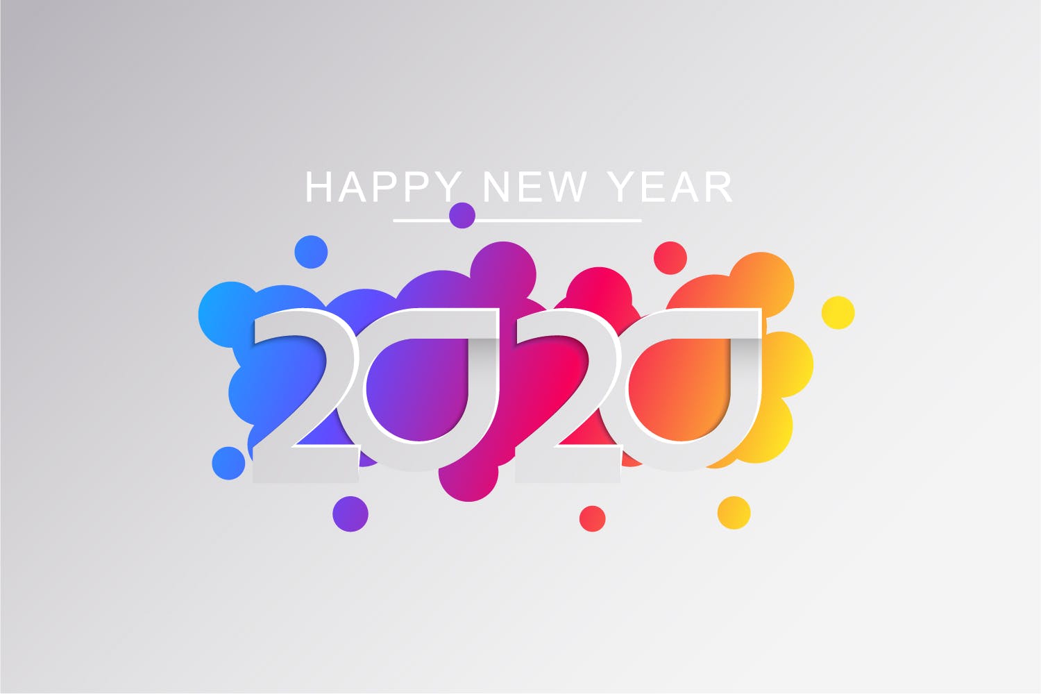 2020新年数字彩色矢量设计图形素材 2020 Happy New Year Greeting Card插图(4)