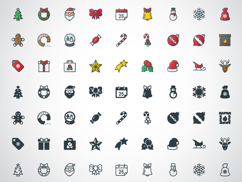 Sketch格式圣诞节图标集 Christmas Icon Set Sketch Freebie插图