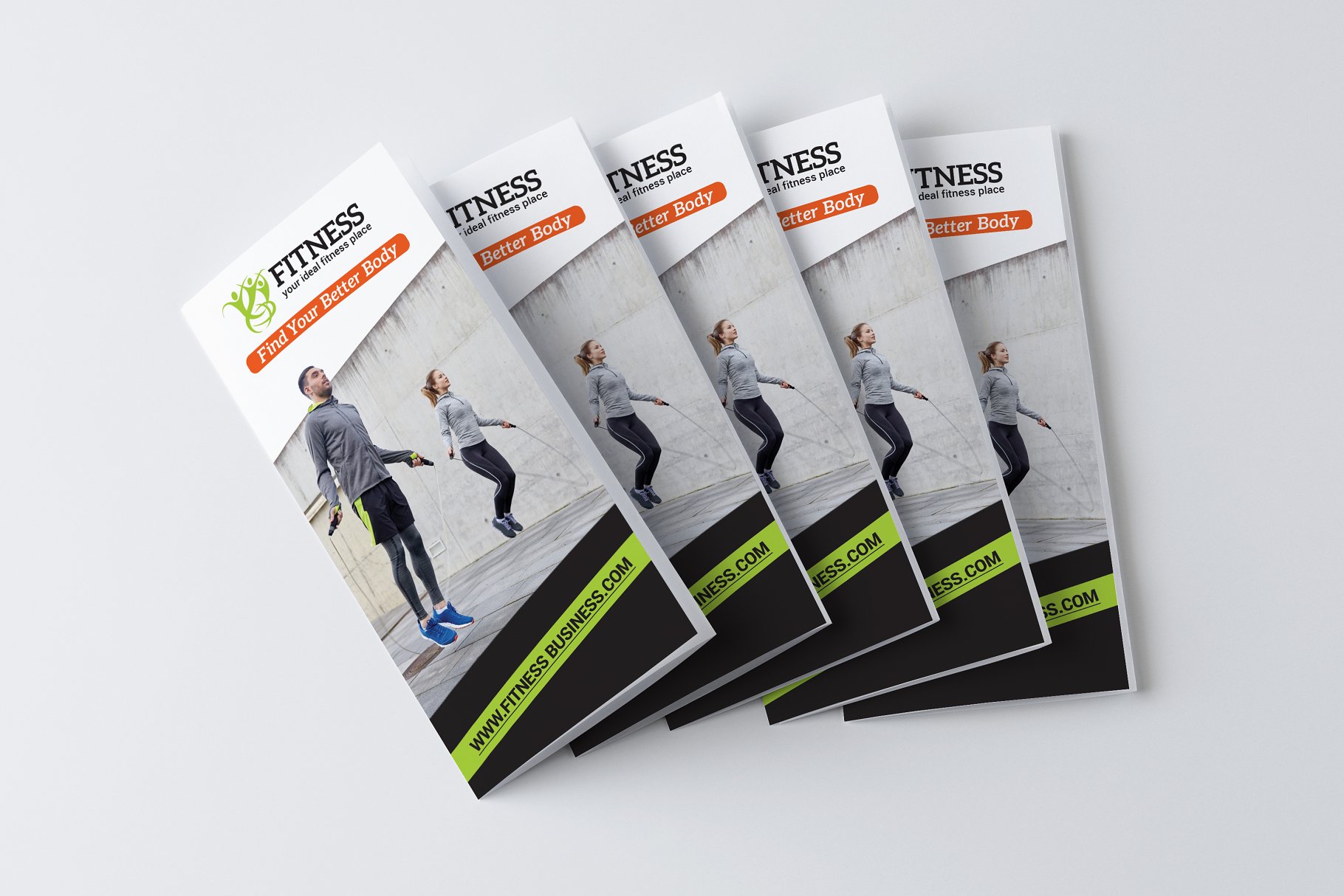 健身俱乐部宣传单三折页手册模板 Fitness Trifold Brochure插图(1)