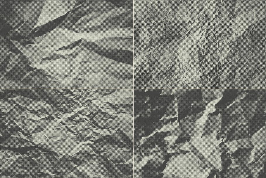 15款半色调皱褶纸张纹理 15 Crumpled Paper Halftone Textures插图(6)