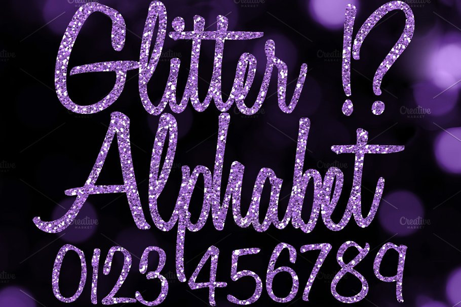 紫色闪光字母剪贴画 Purple Glitter Alphabet Clip Art插图