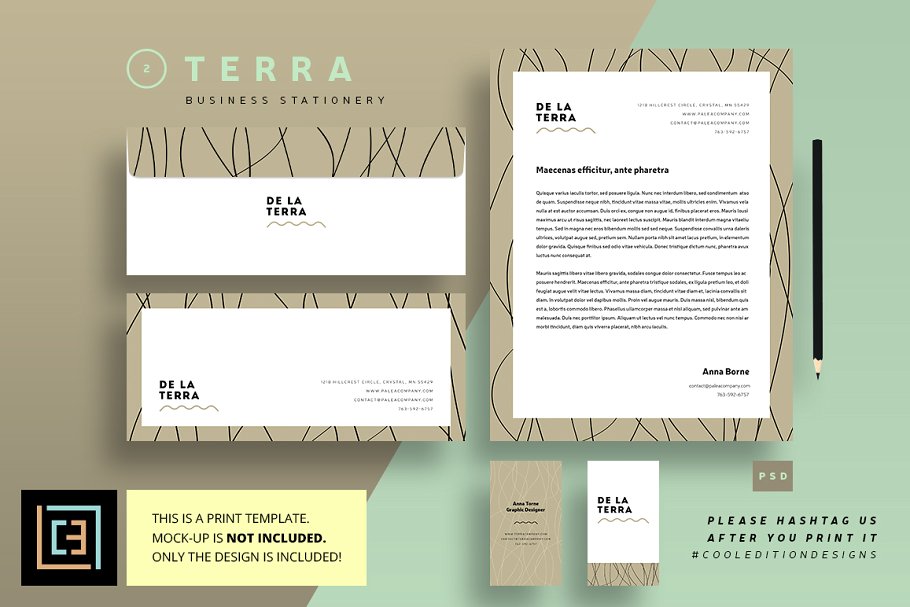 企业品牌VI设计物料模板 Business Stationery 2 – Terra插图