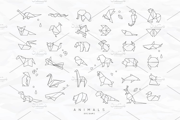 小动物折纸矢量图标 Animals Origami插图(2)