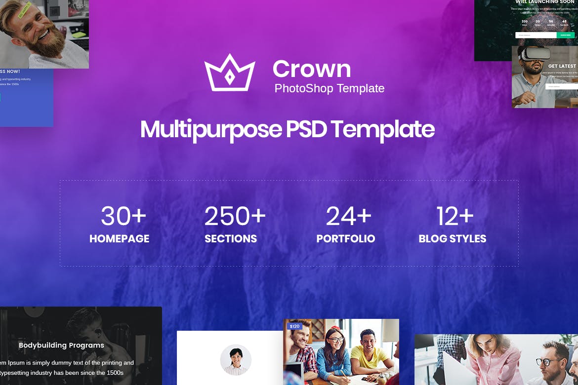 多用途网站设计模板UI套件大合集 Crown | Multi-Purpose PSD Template插图