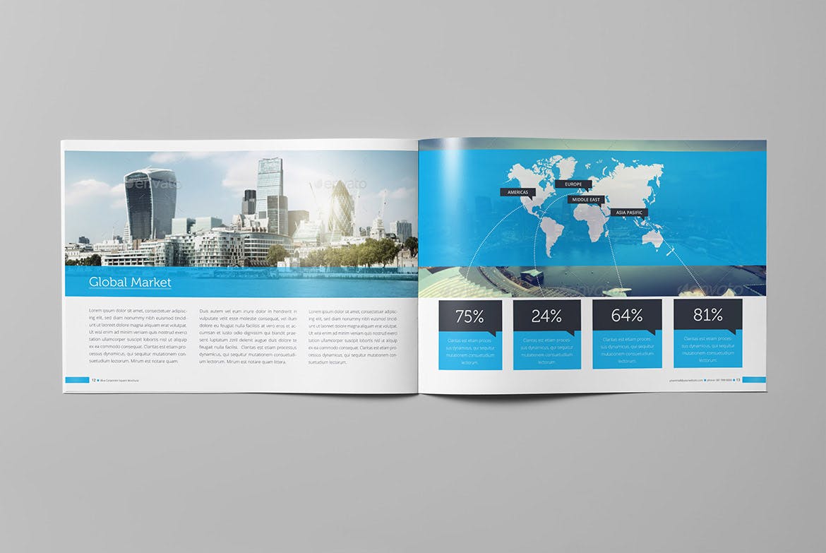 蓝色经典高科技公司画册设计模板 Blue Corporate Horizontal Brochure插图(6)