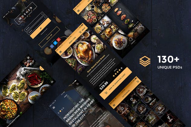 餐厅&咖啡厅美食主题APP UI套件 Mosher – Restaurant Mobile App UI Kit插图(2)