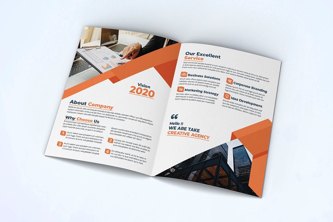 金融/贸易企业对折页宣传册设计模板 Bifold Brochure插图(3)