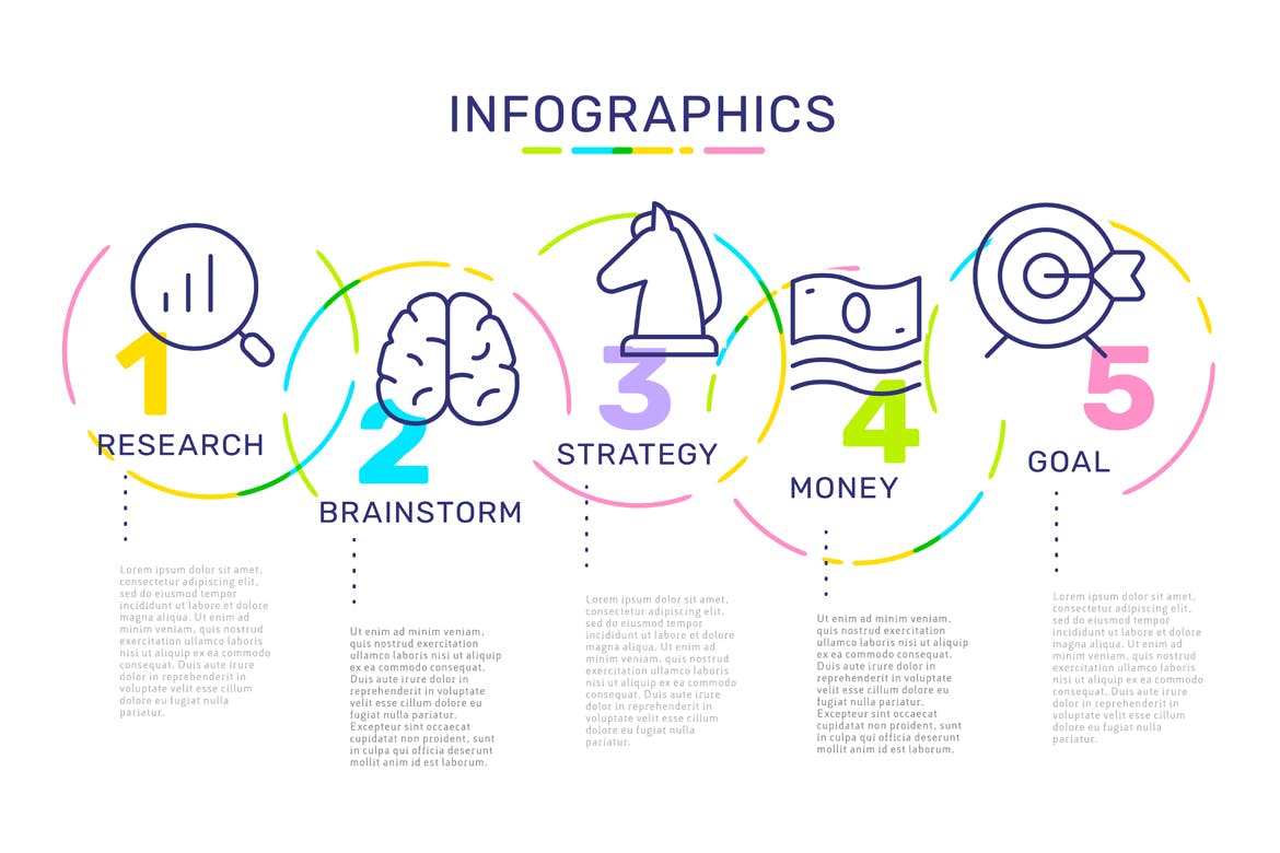 行业市场分析报告幻灯片设计信息图表素材 Set of infographic templates + business icons插图(5)