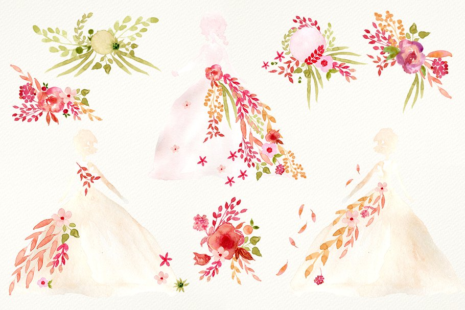浪漫水彩掉落花瓣元素 Bride’s Flowers插图(3)